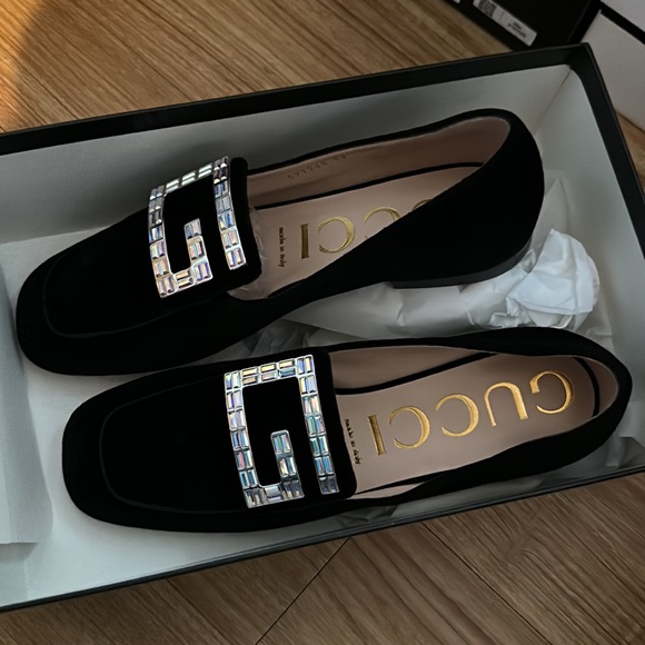 - Gucci Softy Velvet Crystal G Loafer Mocassin 39 Black - Picture 4 of 16